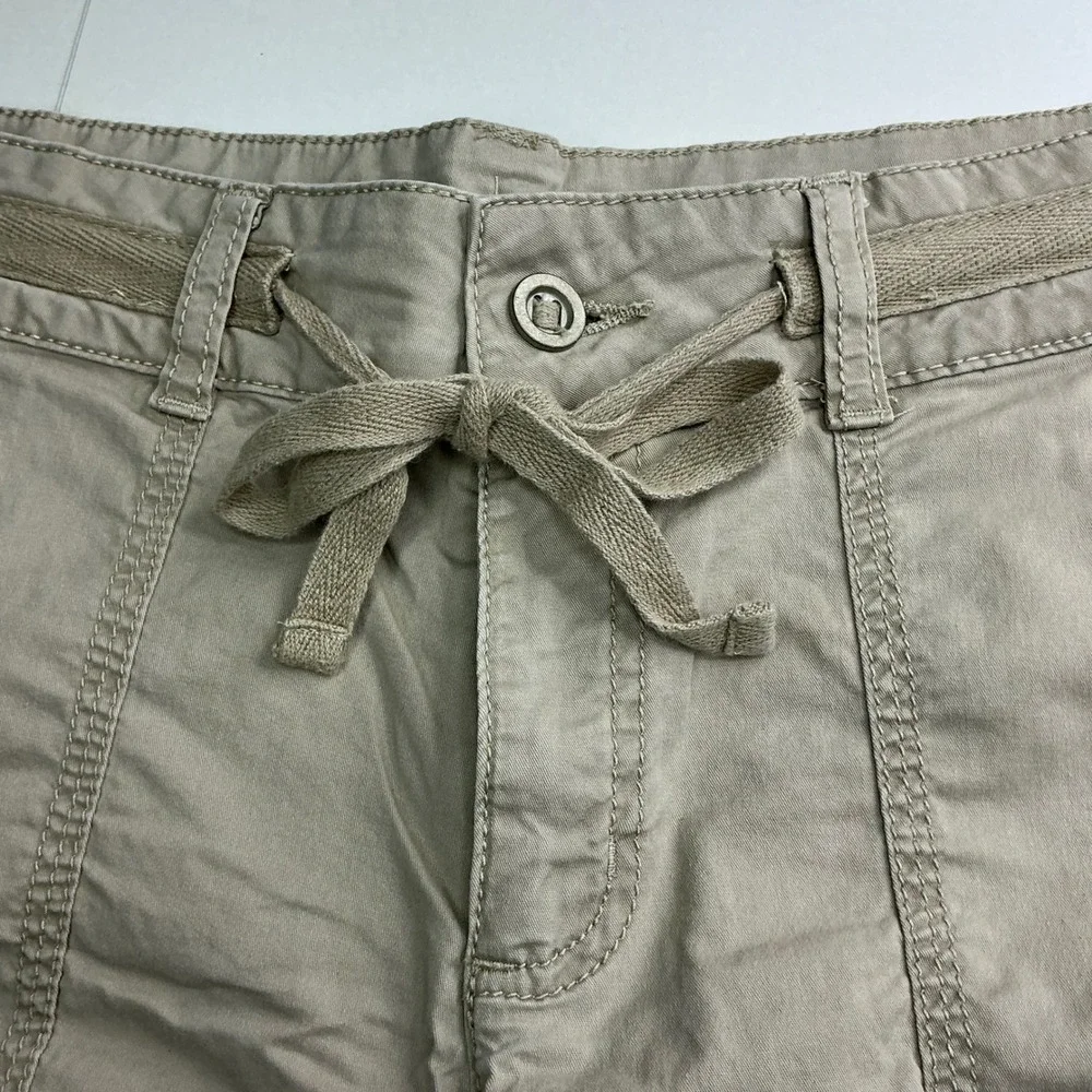 Sonoma Khaki Utility Cargo Shorts Womens 10 Tan Drawstring Cotton Blend